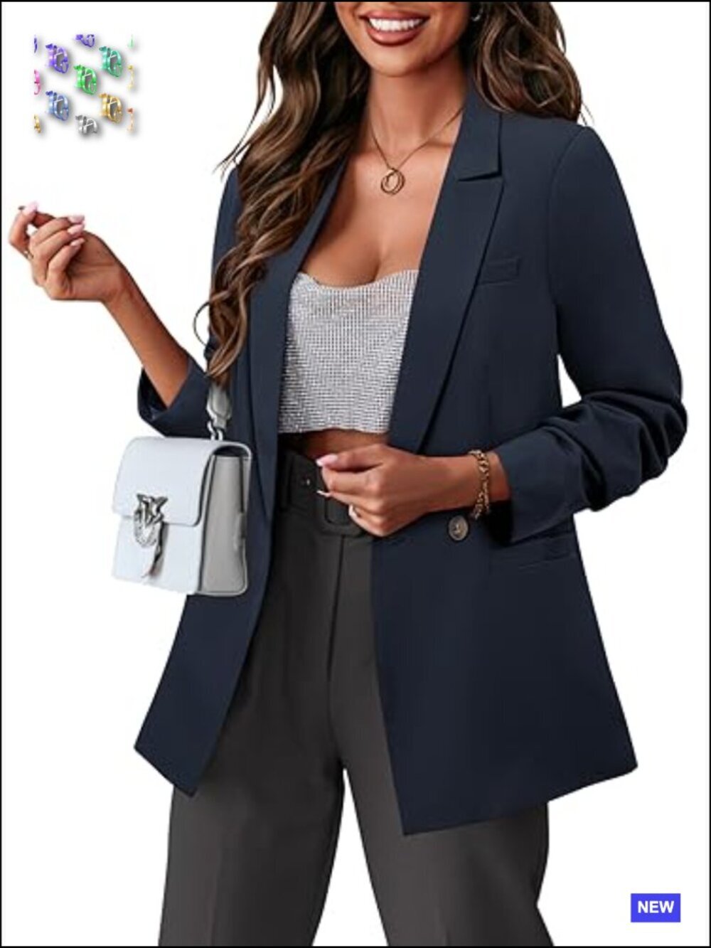 Professional Blazer Jacket Lined Lightweight Polyester Blend Regular Fit Work - Picture 2 of 6